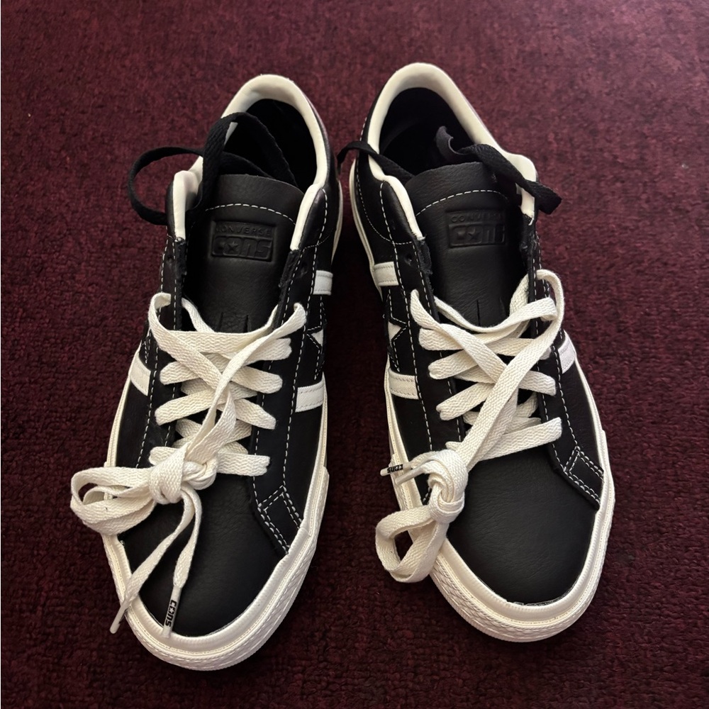 New Converse One Star Academy Pro Leather, Black Shoes, Mens Sz. 7 Women’s 8.5